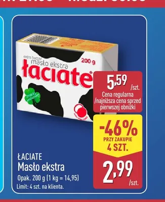 Masło ekstra Łaciate promocja w Aldi