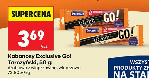 Kabanosy Exclusive Go! drobiowe z wieprzowiną, wieprzowe promocja w Biedronka