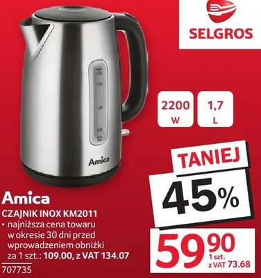 Czajnik Inox KM2011 Amica promocja w Selgros