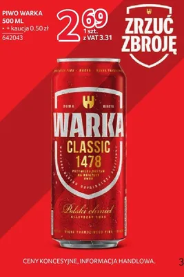 Piwo Warka 500 ml promocja w Selgros