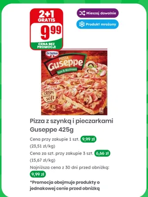 Pizza z szynką i pieczarkami Guseppe Dr.Oetker promocja w Dino