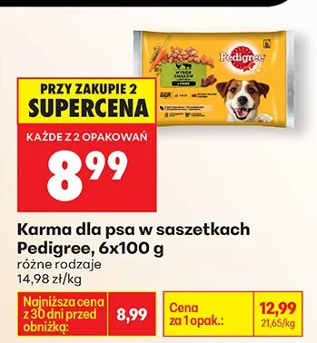 Karma dla psa w saszetkach różne rodzaje Pedigree promocja w Biedronka