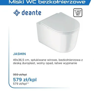 Miska WC wisząca Deante Jasmin z deską duroplast promocja w Blu Salony Łazienek