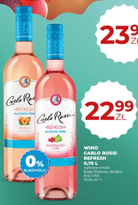 Wino bezalkoholowe Carlo Rossi Refresh Peach promocja w Duży Ben