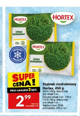 Szpinak rozdrobniony Hortex promocja w Twój Market