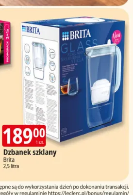 Dzbanek szklany Brita 2,5 l promocja w Leclerc