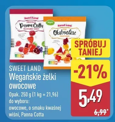Wegańskie żelki owocowe o smaku kwaśnej wiśni promocja w Aldi