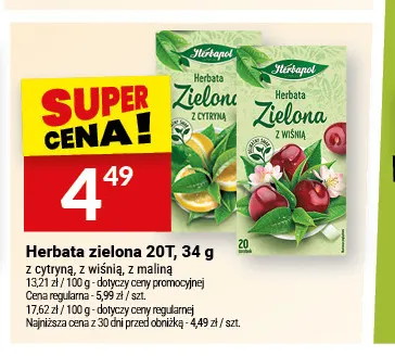 Herbata zielona z cytryną Herbapol promocja w Twój Market