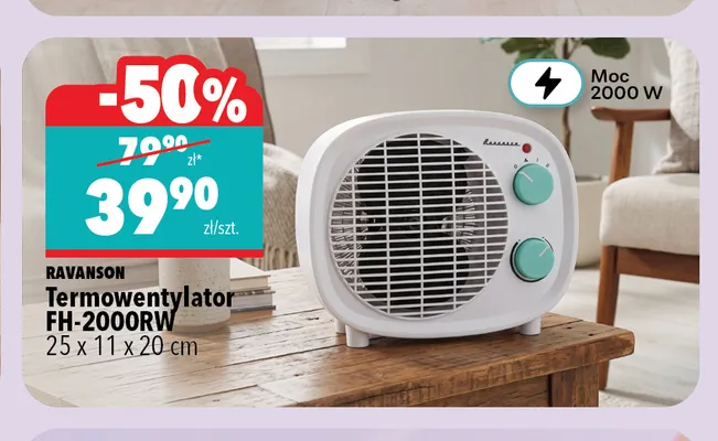 Termowentylator FH-2000RW Ravanson promocja w Biedronka Home