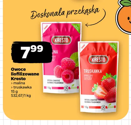 Owoce liofilizowane truskawka Kresto promocja w Netto