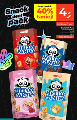 Ciastka Hello Panda z kremem truskawkowym Meiji promocja w Dealz
