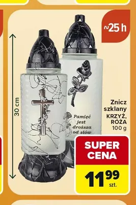 Znicz szklany Róża promocja w Carrefour Express