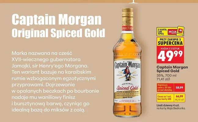 Rum Captain Morgan Spiced Gold promocja w Biedronka