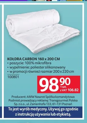 Kołdra Carbon 160x200 cm promocja w Selgros