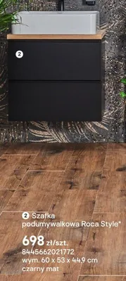 Szafka podumywalkowa Roca Style czarny mat promocja w Castorama