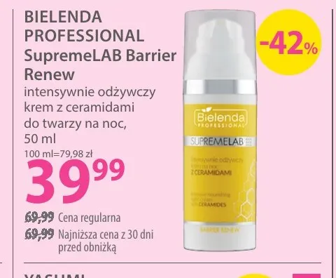 Intensywnie odżywczy krem z ceramidami do twarzy na noc Bielenda Professional SupremeLAB Barrier Renew promocja w Hebe