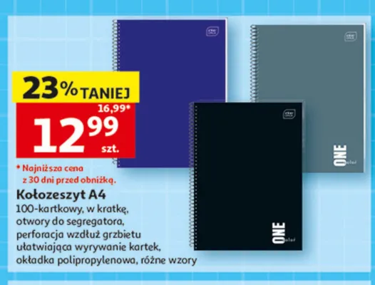 Kołozeszyt A4 100-kartkowy w kratkę promocja w Auchan
