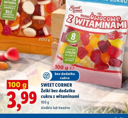 Żelki bez dodatku cukru z witaminami Sweet Corner słodkie promocja w Lidl