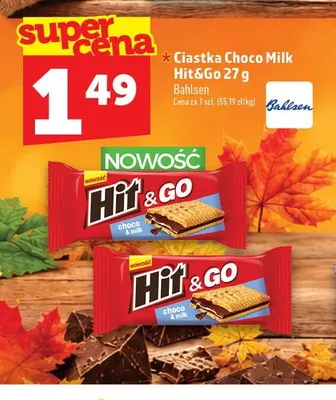 Ciastka Choco Milk Hit & Go Bahlsen promocja w TOPAZ