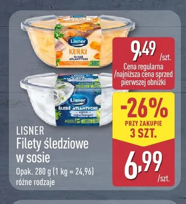 Filety śledziowe w sosie Lisner promocja w Aldi