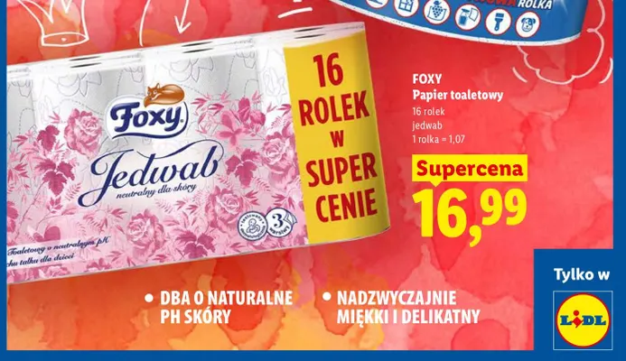 Papier toaletowy Foxy Jedwab 16-pak promocja w Lidl