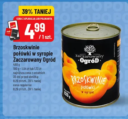 Brzoskwinie połówki w syropie Zaczarowany Ogród promocja w POLOmarket
