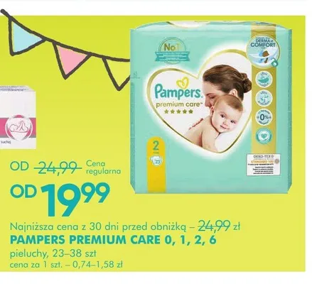 Pieluchy PAMPERS PREMIUM CARE 0 promocja w Super-Pharm