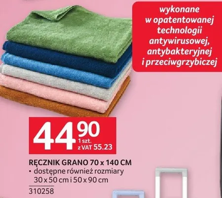 Ręcznik grano 70x140cm promocja w Selgros
