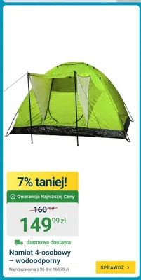 Namiot 4-osobowy wodoodporny promocja w ERLI