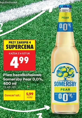 Piwo bezalkoholowe Somersby Pear promocja w Biedronka