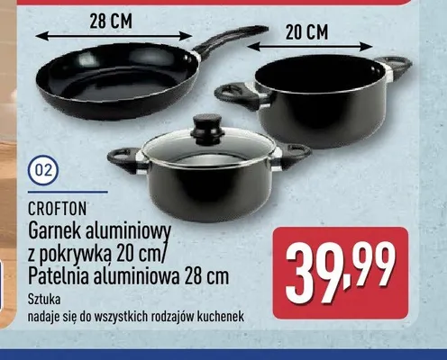 Garnek aluminiowy z pokrywką Crofton 20 cm promocja w Aldi
