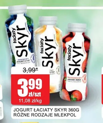 Jogurt pitny Łaciaty Skyr brzoskwiniowy 360g promocja w Bingo