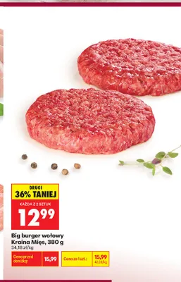Big burger wołowy Kraina Mięs promocja w Biedronka