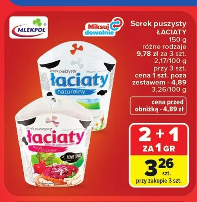 Serek puszysty Łaciaty naturalny promocja w Carrefour