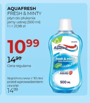 Płyn do płukania jamy ustnej Aquafresh Fresh & Minty promocja w Drogerie Jawa