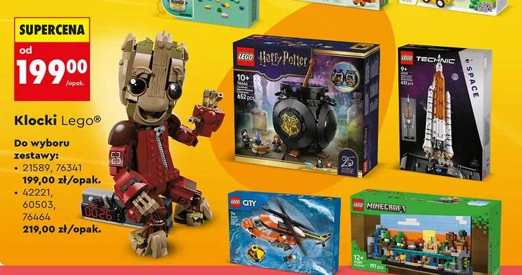 Klocki Lego do wyboru zestawy: 21589 (199,00 zł/opak.), 76341, 42221, 60503, 76464 (219,00 zł/opak.) promocja w Biedronka