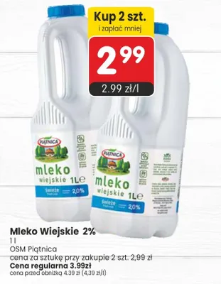Mleko Wiejskie 2% OSM Piątnica promocja w Market Point