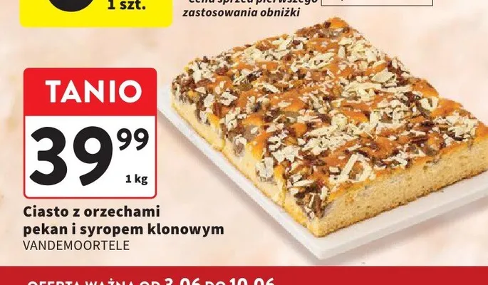 Ciasto z orzechami pekan i syropem klonowym VANDEMOORTELE promocja w Intermarche