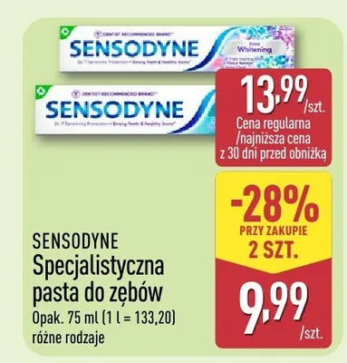 Specjalistyczna pasta do zębów Sensodyne promocja w Aldi