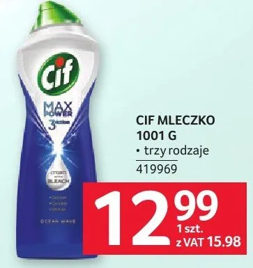 Mleczko czyszczące Cif Max 3 1001g promocja w Selgros