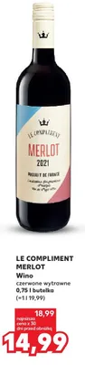 Wino czerwone wytrawne Le Compliment Merlot promocja w Kaufland
