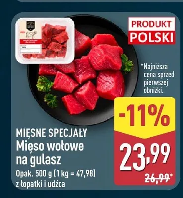 Mięso wołowe na gulasz Mięsne Specjały promocja w Aldi