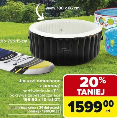 Jacuzzi dmuchane z pompą, podświetlenie LED, pokrywa zabezpieczająca promocja w Carrefour