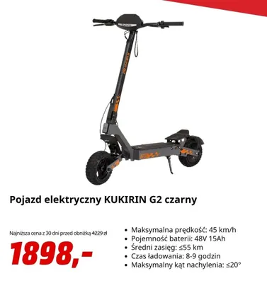 Pojazd elektryczny KUKIRIN G2 czarny promocja w Media Markt