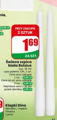 Świeca szpica biała Bolsius wys. 25cm promocja w Dino