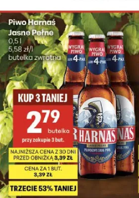 Piwo Harnaś Jasne Pełne promocja w Delikatesy Centrum