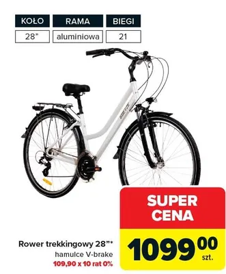 Rower trekkingowy 28" hamulce V-brake promocja w Carrefour