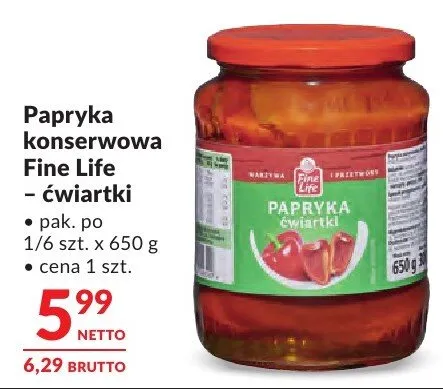 Papryka konserwowa Fine Life – ćwiartki promocja w Makro