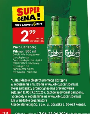 Piwo Carlsberg Pilsner 500 ml promocja w Twój Market