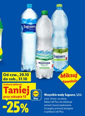 Woda mineralna Saguaro Muszyńskie promocja w Lidl